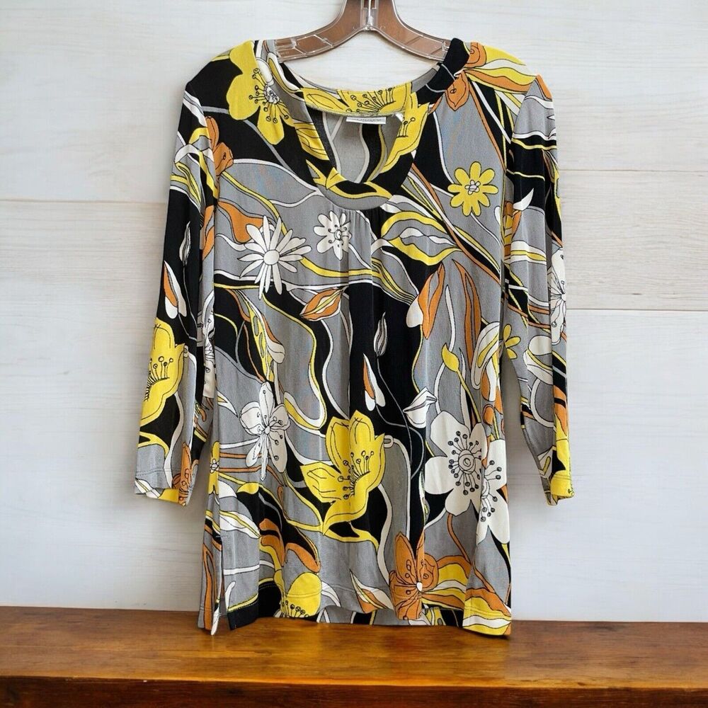 Chico's Travelers XS/0 Groovy Flower Power Tunic Top